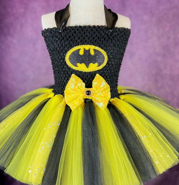 Black and Yellow Sequin Jeweled Superhero Birthday Party Halloween Costume Pageant Dress Black and Yellow Sequin Jeweled Superhero Birthday Party Halloween Costume Pageant Dress