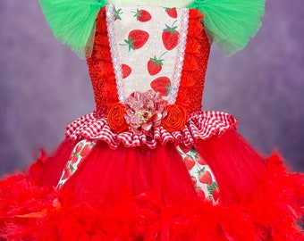 strawberry shortcake princess dress up Girls Deluxe Strawberry Shortcake/ Red Satin Tutu Dress/ Red/