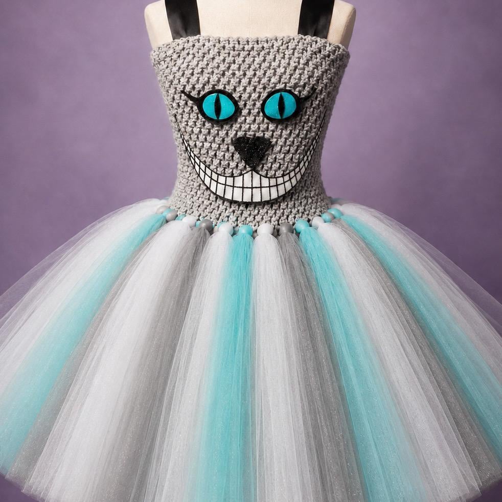 blue cheshire cat dress Costume and Grey Style:EE01999BK pcat-424 made outfits! ankle length summer dress Halloween costume