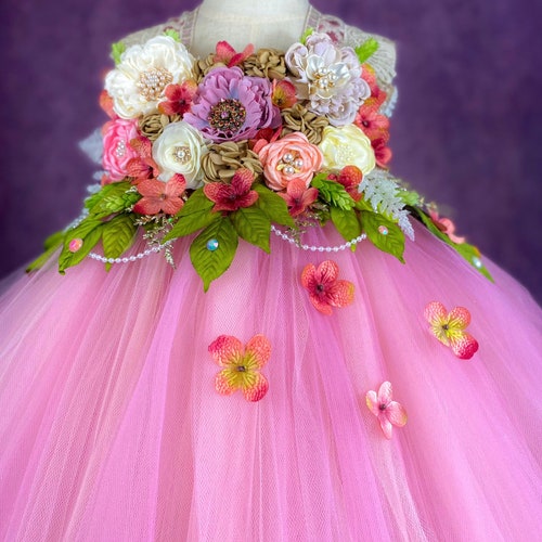 Pink Floral Fae Whimsical Pageant Party Costume Dance Recital Forest Fairy Dress Pink Floral Fae Whimsical Pageant Party Costume Dance Recital Forest Fairy Dress