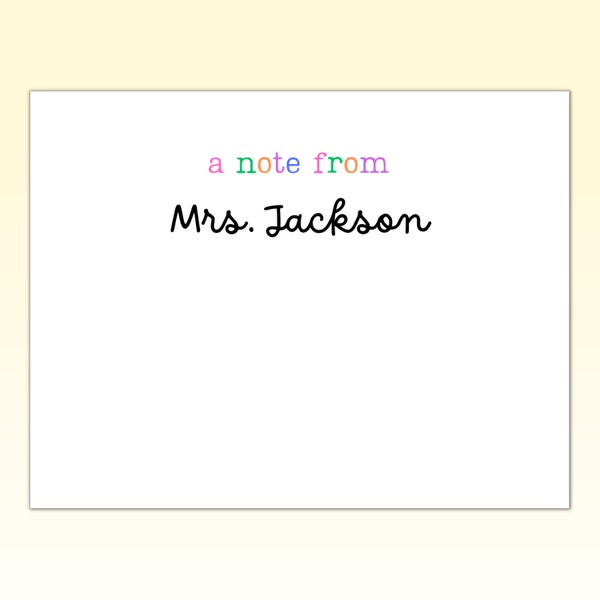 Printable Teacher Notepad, Editable Note Cards, Personalized School Stationery, Simple and Colorful Office Note Pad, Make Your Own Notepad