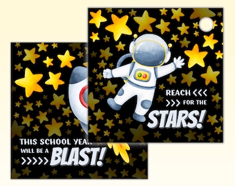 Back To School Space Gift Tags Printable, First Day Of School Gift For Kids, Welcome Students Goodie Bag Label