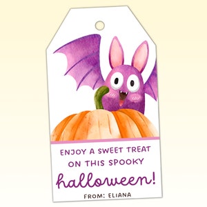 Printable Halloween Gift Tag, Editable Halloween Favor Label For Kids, Teacher Halloween Gift To Students, School Friends Halloween Party