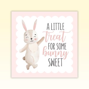 Etichetta regalo di Pasqua stampabile con piccolo regalo per qualche coniglietto, etichetta per borsa di dolci pasquali per scambio di regali con gli amici della scuola materna, etichetta per cestino di Pasqua
