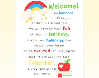 First Day Of School Letter From Teacher, Printable Welcome Back To School Card, Beginning Of School Year Poem, Teacher To Student Gift