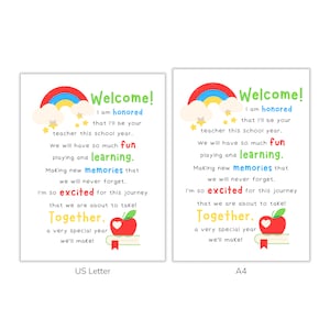 First Day of School Letter From Teacher, Printable Welcome Back to ...