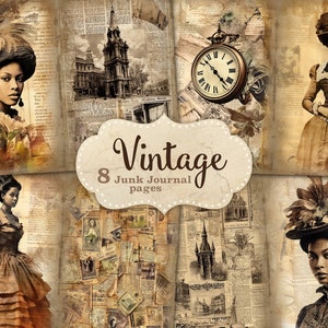 Vintage ongewenste dagboek, zwarte vrouw kortstondig, Victoriaans junkjournaal, oude foto junk Journal, kortstondige pagina, krant kortstondig