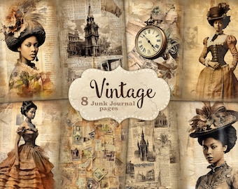 Diario basura vintage, efímera de mujer negra, diario basura victoriano, diario basura con fotos antiguas, página de efímeras, efímera de periódico