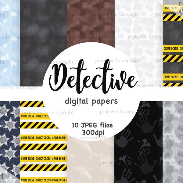 detective digital paper, Caution digital paper, Police officers Digital Paper, Police Scrapbook Digital paper pack for Planner Stickers