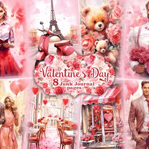 Papel de diario basura del día de San Valentín, Te amo imprimible, Descarga digital del diario basura, Diario basura imprimible, Páginas del diario romántico, Vday
