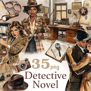 Detectiveillustraties, clipart detectivescène, illustraties van geheimagent, detectiveillustraties, seriële clipart true crime, strafrecht png