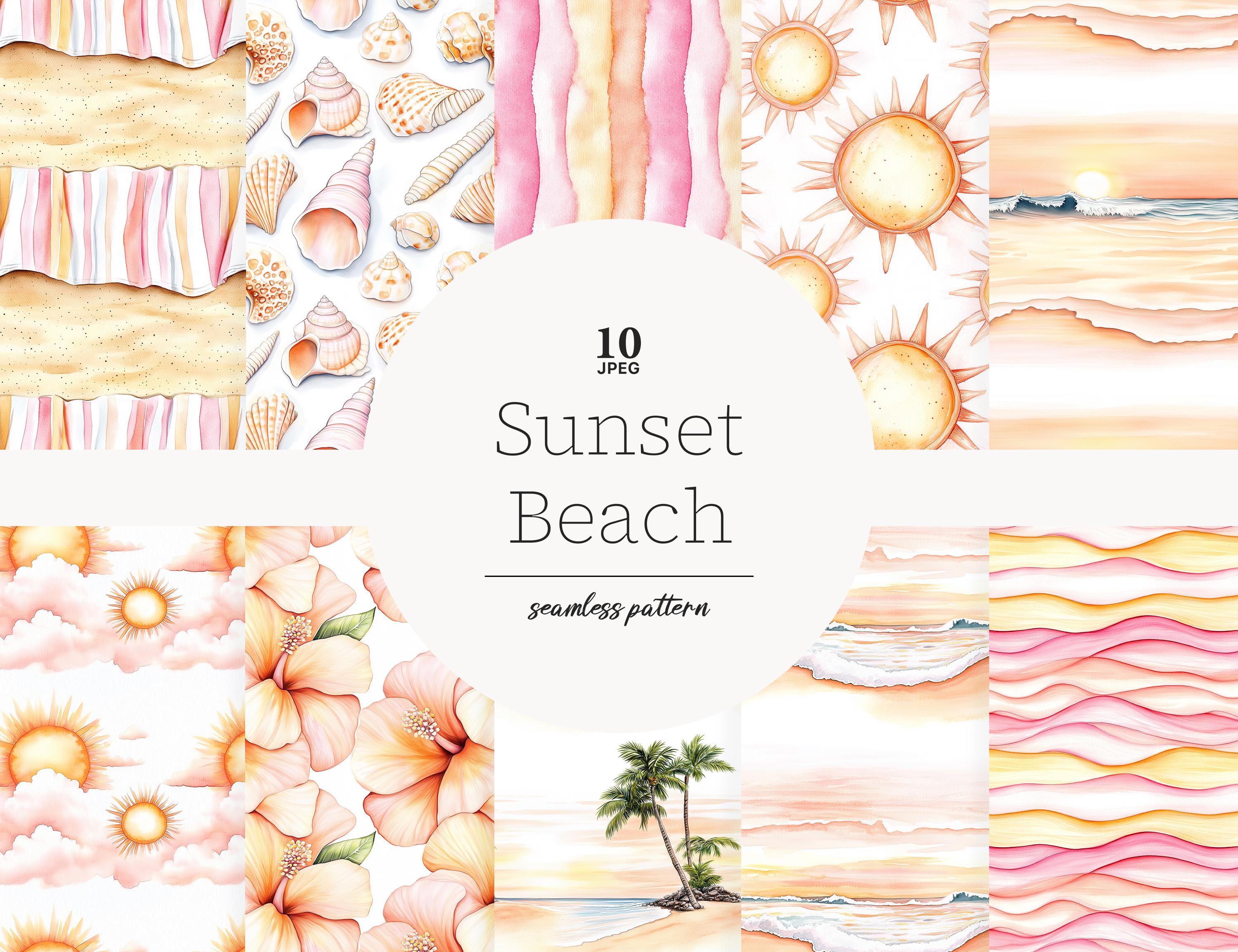 Beach Digital Paper, Summer Vacation Patterns, Shells Background, Beige Seamless JPEG for Scrapbooking and Invitations, Digital Download