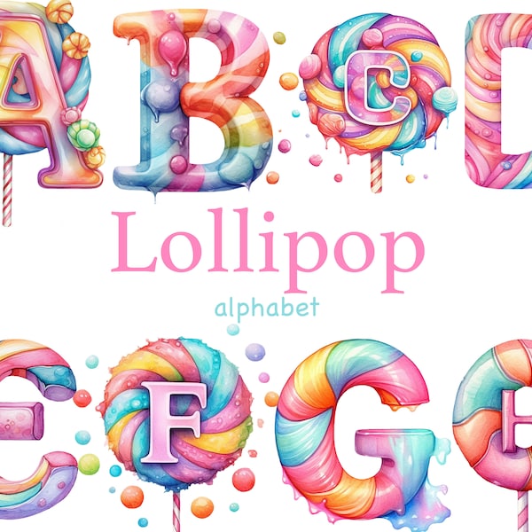 Cute lollipop clipart, pastel clipart, candy clipart, Watercolor Rainbow Candy Clipart, lollipop invitation, pink party clipart invitation