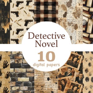 Papel digital de detetive, Padrão sem emenda de detetive, Papéis de agente secreto, Papel de justiça criminal, Padrão sem emenda de polícia, Detetive vintage