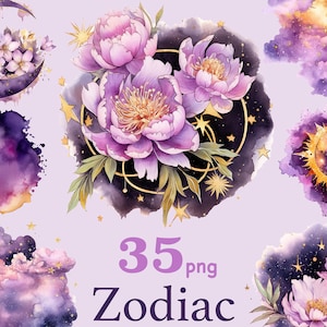 Watercolor zodiac Clipart, zodiac symbol, horoscope art,  astrology art, zodiac for print, zodiac clipart for junk journal, zodiac for print