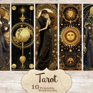 Marcapáginas imprimibles de tarot, marcapáginas imprimibles para mujer, conjunto de marcapáginas para imprimir y cortar, Diseños de marcapáginas, marcapáginas mágico, imprimible del zodíaco