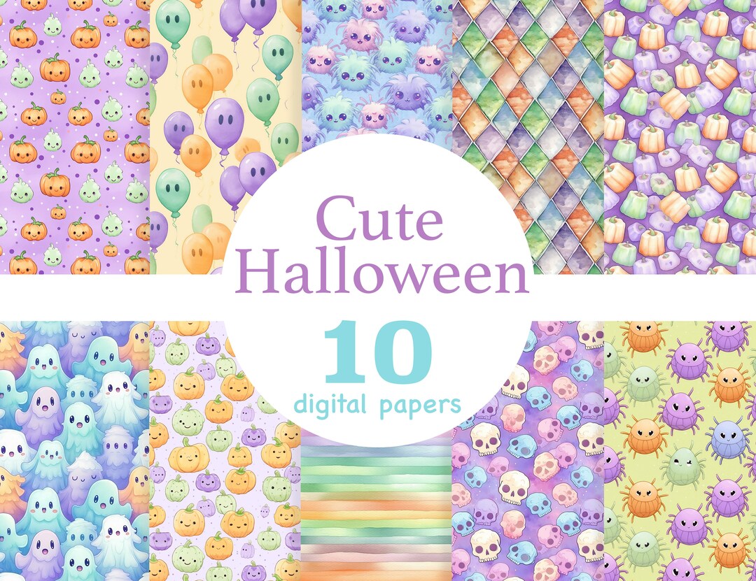 Cute Halloween Digital Seamless Pattern, Halloween Digital Paper ...