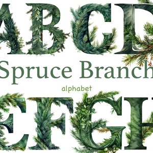 Vuren tak alfabet, bruiloft uitnodiging png, rustiek lettertype, groen alfabet, letters afdrukbaar, bruiloft uitnodiging belettering, kerstboom
