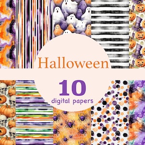 Halloween seamless  pattern, Trick or Treat digital paper, Spooky digital paper for Junk Journal, Halloween Scrapbook, background designs