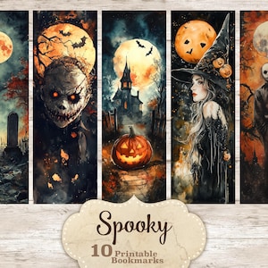 Halloween bookmarks, printable bookmarks for women, printable bookmarks set, print and cut bookmark set, Bookmark Instant Download, Spooky