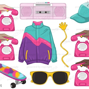80s Clipart, 90s Clipart, Retro Clip Art Collection, Nostalgia Clipart