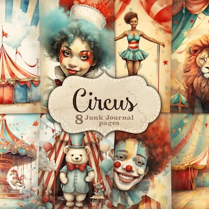 Vintage Circus Junk Journal, Carnaval Junk Journal, Kermis Junk Journal, Griezelige Circus Ephemera, Trapeze Artist, Elephant Junk Journal kit