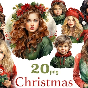 Weihnachten Mode Mädchen Clipart Bündel, Weihnachten Sublimation, Weihnachtsillustrationen, Weihnachtsmann Clipart, Pullover Wetter Clipart png