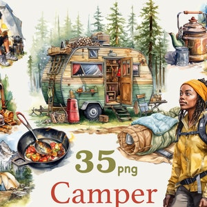 camping clip art African American Girls Clipart PNG, camper black girl clipart, Senderismo Clipart PNG, Senderismo de montaña, senderismo chica clipart