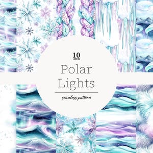 winter digital paper winter seamless pattern Polar Lights digital paper Aurora Borealis pattern Northern lights papers Instant Download