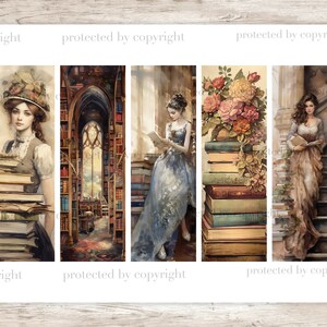 Victorian Library Bookmarks, Printable Bookmarks for Women, Victorian ...