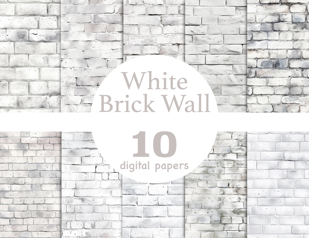 White Brick Digital Paper, White Brick Patterns, Brick Background ...