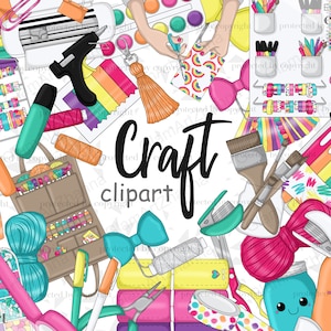 craft clipart, planner girl clipart, crafty girl clipart, Craft Tools clipart, Scrapbook Tools Clipart, home Office Clipart, hobbies clipart