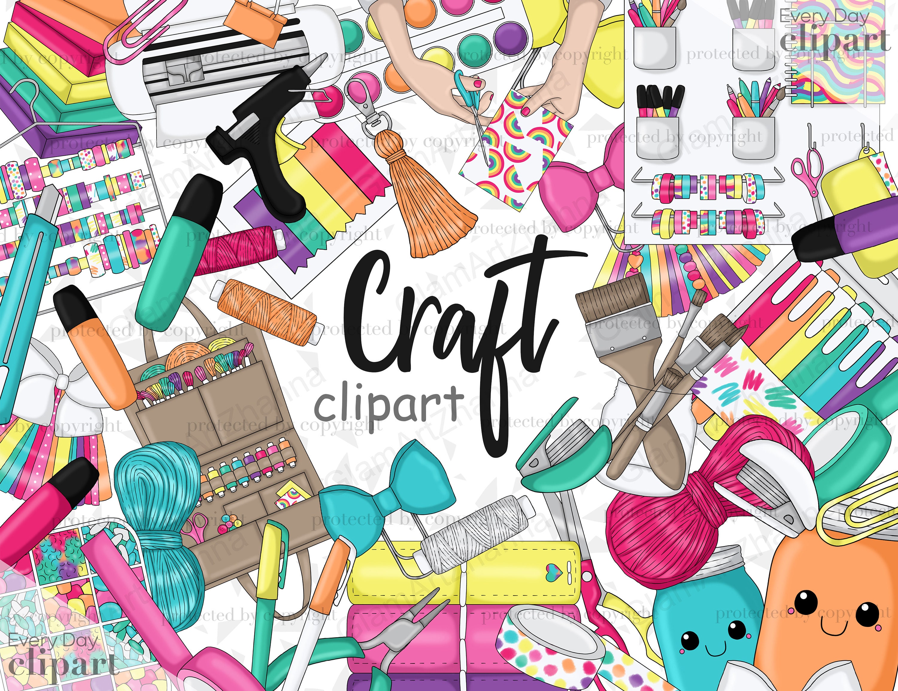 Craft Clipart Planner Girl Clipart Crafty Girl Clipart - Etsy