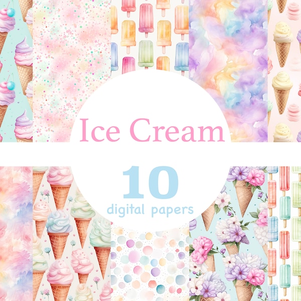 Ice Cream seamless papers, Ice Cream digital pattern, ice cream cone pattern, Pastel seamless pattern, ice cream party paper, Summer pattern