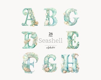 Seashell Alphabet PNG: Beach Wedding Font (Digital Download)