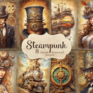 Strony dziennika Steampunk, Materiały do dziennika Steampunk, Strony dziennika Victorian Junk, Papier do dziennika Victorian Junk, Zestaw dziennika Steampunk Junk