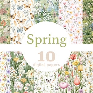 Padrão sem emenda de primavera, papel digital de primavera, padrão sem costura de flores silvestres, papel digital de flores silvestres, papel digital de flores, papel floral