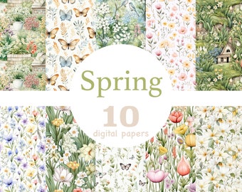 Spring Wildflower Seamless Pattern: Floral Digital Paper (10 JPEG Files)