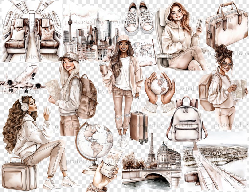 Travel Clipart: Vacation Adventure PNG Graphics (Digital Download) image 6