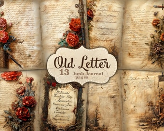 Old Letter Junk Journal Pages, Vintage Letter, Romantic