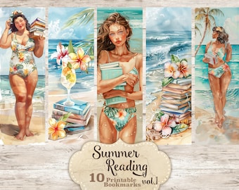 Summer Beach Reads Bookmarks: Tropical Booklover Gift (Digital Download)