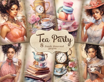 Tea Time Junk Journal Kit: Victorian Collage Pages (Digital Download)