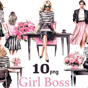 Girl Boss clipart, Boss Babe Office Clipart, crafter woman clipart, fashion girl clipart, Business Girl clipart, Business Lady PNG, office