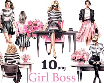 Girl Boss Clipart: Fashion Business Women PNG (Digital Download)