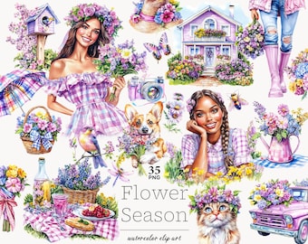 Spring Flower Clipart: Cottagecore PNG Set (Digital Download)