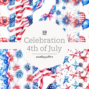 Unabhängigkeitstag Muster USA Amerikanische Flagge Rot Weiß Blau Hintergrund Digital Download 4.Juli