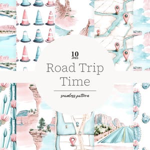 Papel digital para viagem de carro, papel para Grand Canyon, padrão para scrapbooking, cenário de deserto, aventura, viagem, acampamento, download digital em JPEG