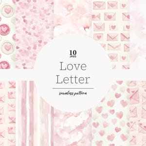 Dia dos Namorados papéis digitais Carta de Amor padrão sem costura rosa planejador menina padrão Fundo romântico Caixa de Correio dos Namorados Download instantâneo