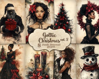 Gothic Christmas Junk Journal Kit, Holiday Ephemera (Digital Download)