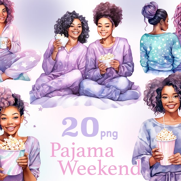 Pajama party black girls clipart, Lazy day black girls clipart, fashion black girls clipart, black Friendship clipart, black Besties clipart